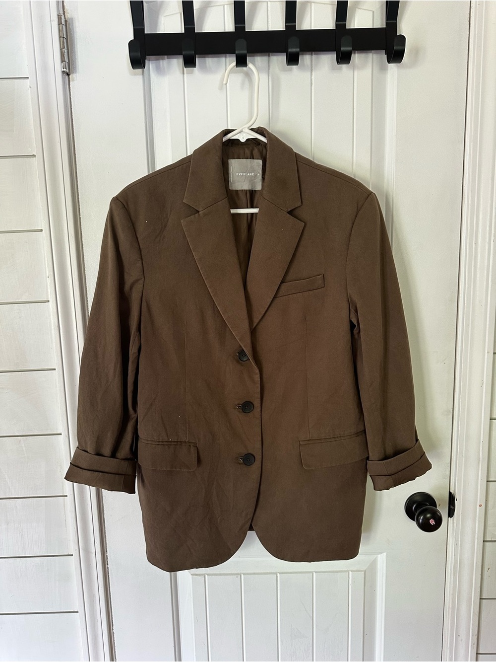 Everlane Chocolate Brown/olive  Single-Breasted Blazer